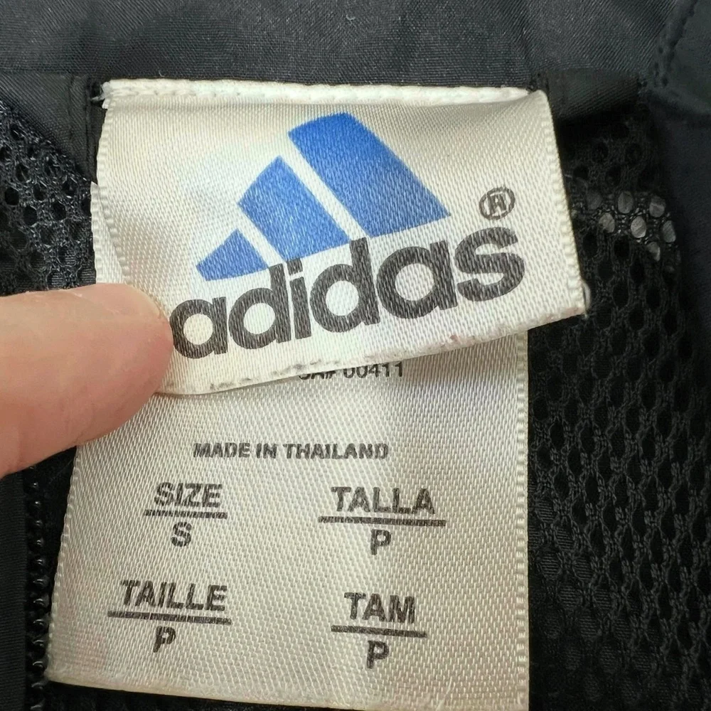 Adidas Women’s Nylon Track Jacket Vintage Full Zip Black- Small. 1111